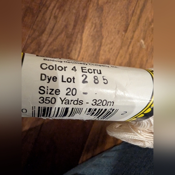 Vintage Lily Daisy Mercerized Cotton Yarn 2x 350 Yard Skiens Color Ecru. Size 20 - Picture 5 of 7